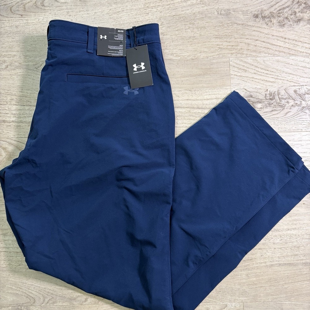 NWT Under Armour Golf Pants Men 42x32 Navy Blue UA Drive Performance Chino Storm